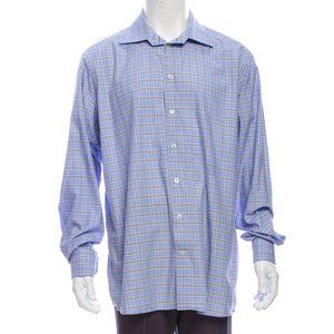 ETON Plaid Print Long Sleeve Dress Shirt.